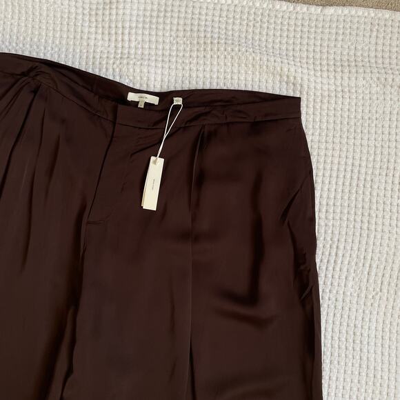 NWT Vince Brown Satin Pleat Front Wide Leg Trousers (Size 20) - Picture 8 of 12